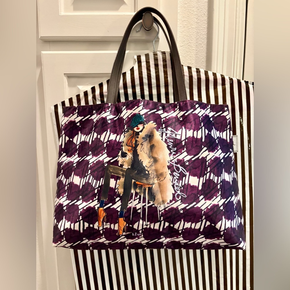 NWOT HENRI BENDEL IZAK TOTE 
Purple 18” with brown logo satin interior
